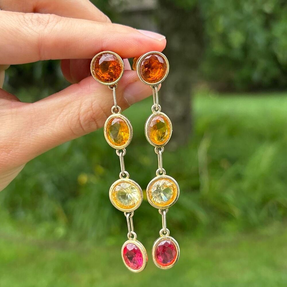 Lizzie Fortunato City Of Gems Drop Earrings Yellow and red stones